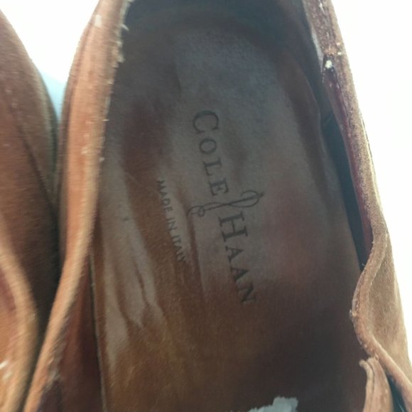 Vintage Cole Haan Mens Shoes 11.5 Suede Leather Wingtip Brown Italy main image 7